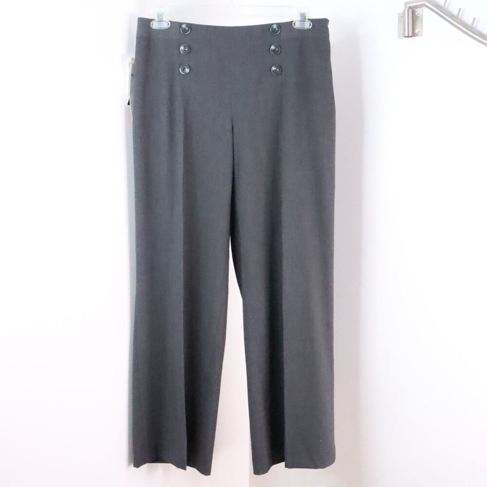 New Style & Co Women's 10 Gray Stretch Wide Leg Office Dress Trouser Pants